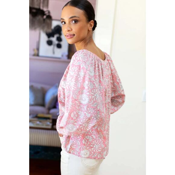 EMERSON FRY Frances Blouse in Devina Flowers Pink NWT $128 - Picture 1 of 2